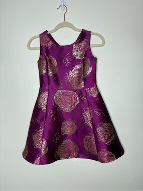 Children’s Place Girls' Purple Floral Foil Fit & Flare Dress 14